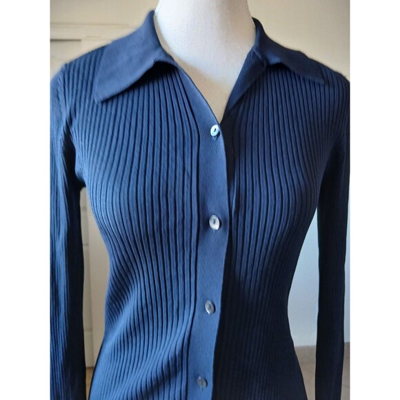 Babaton Womens Cardigan Blue Navy Long Sleeve Button V-neck XS Sweater Classic - Picture 5 of 14